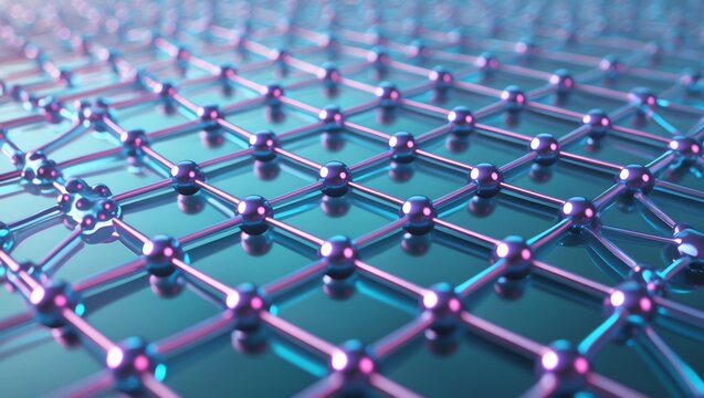 3d Illustration structure of the graphene or carbon surface, abstract nanotechnology hexagonal geometric form close-up, concept graphene atomic structure, concept graphene molecular structure 