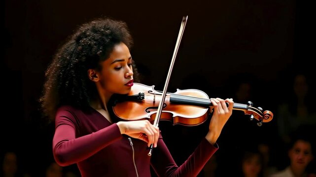 Talented Young Black Violinist Performing on Stage
