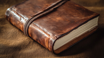 Artisan bookbinding, traditional handmade leather journal, precise craftsmanship in high-resolution detail, warm studio lighting &mdash;ar 16:9 