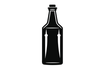 Silhouette of a Full Bottle with a Stopper Featuring Distinct Lines of Light