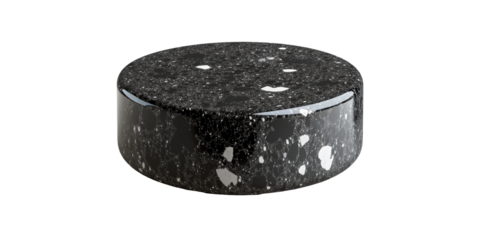 Black Terrazzo Round Coffee Table. Modern Interior Design And Home Decor Element Isolated On Transparent Background