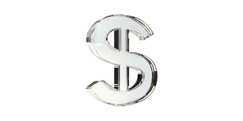 Obraz premium Crystal-like dollar sign symbol with reflective surface isolated on transparent background