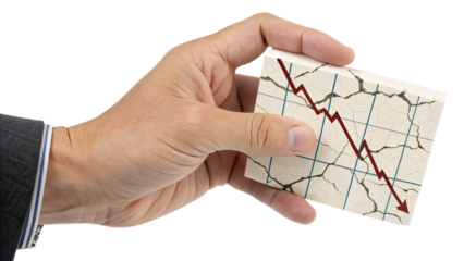 business fail chart on paper, illustrating financial progress and market failure