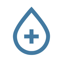 Obraz premium Medical drop icon in blue minimalist style
