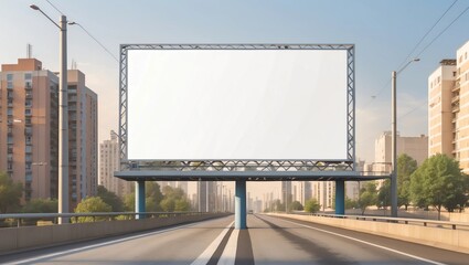 billboard blank on road in city for advertising background