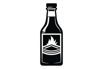 Vector Illustration of Hot Sauce Bottle with Fire and Sauce Stack Label