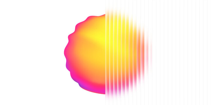 Glass gradient circle with neon yellow glow and reeded ribbed effect for abstract shape or tech background. Vibrant fluid blob with lines and blend. Vector with texture. - Powered by Adobe