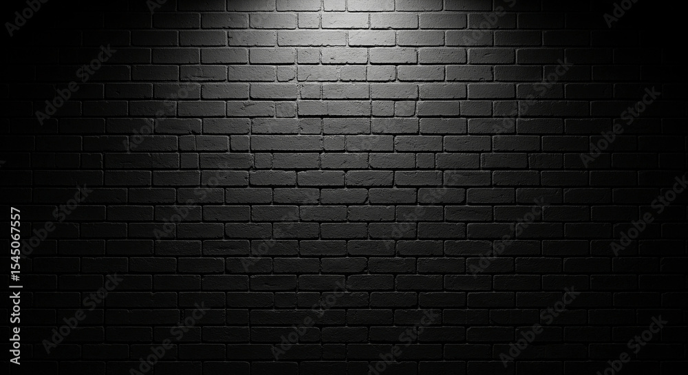 Aufkleber dark brick wall texture illuminated by spotlight, offering a dramatic and moody background ideal for