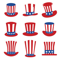  Vintage Uncle Sam Hat with American Flag Colors