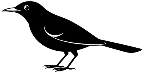 Silhouette Vector Art Illustration of Simple Black Bird  Design
