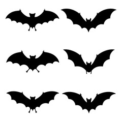 Fototapeta premium Set of Black Bat Silhouettes for Halloween Decorations