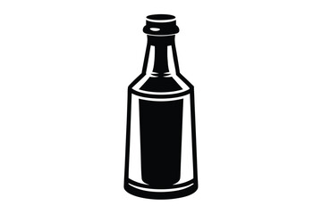 Minimalist Black and White Illustration of a Tall, Narrow Bottle with a Rounded Cap