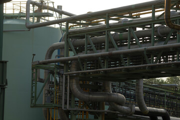 In a factory, a large number of pipes are interconnected with each other, forming an extensive...