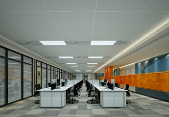 3d render modern working office interior