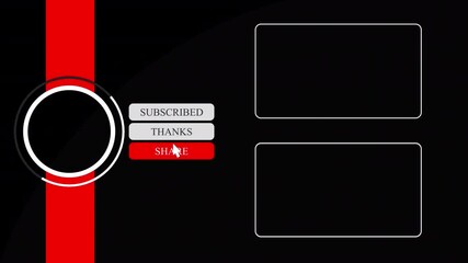 YouTube End Screen with Subscribe Button, Thanks, Amazing Text, and Video Promotion Boxes.Alpha Chanel Video
