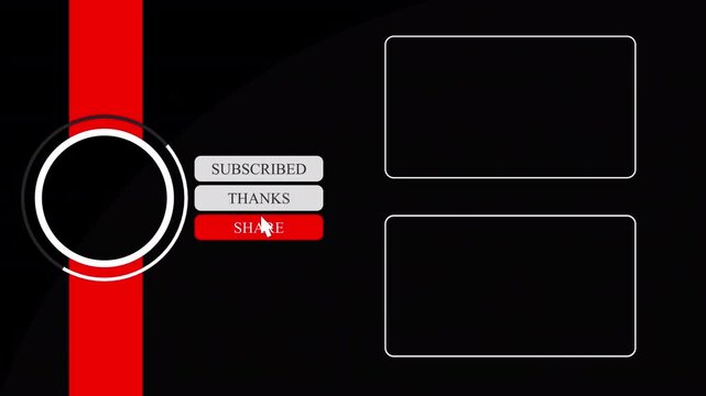 YouTube End Screen with Subscribe Button, Thanks, Amazing Text, and Video Promotion Boxes.Alpha Chanel Video
