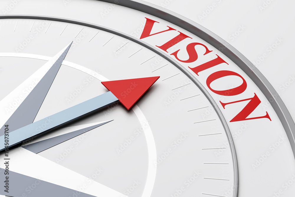 Leinwandbilder red arrow on compass pointing toward the word 