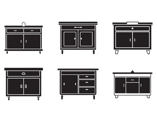 kitchen sideboard icon silhouette vector illustration