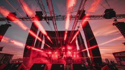 Dynamic concert stage with vibrant light effects.