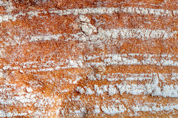 Macro texture of artisan bread crust bakery scene food photography warm environment close-up view...