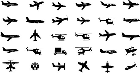 Fototapeta premium Aircraft icon vector set. airplane illustration sign collection. plane symbol or logo. 
