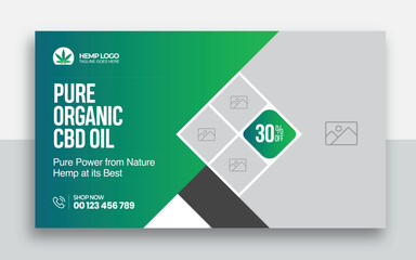 Hemp product CBD oil youtube thumbnail and web banner template design