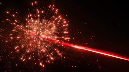 A vibrant laser light display in the night sky.