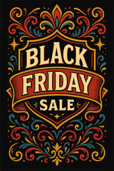 A vibrant Black Friday Sale poster with bold 