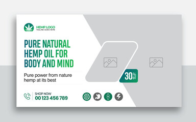 Hemp product CBD oil youtube thumbnail and web banner template design