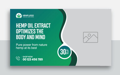 Hemp product CBD oil youtube thumbnail and web banner template design