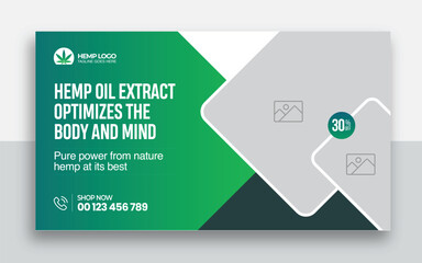 Hemp product CBD oil youtube thumbnail and web banner template design
