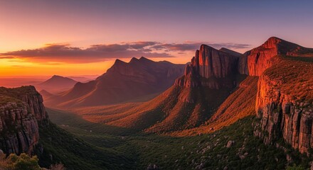 Fototapeta premium Beautiful Natural Wallpaper Background 4K HD – Cinematic Sunset Over Rocky Mountains | Mountain Background Wallpaper 16:9 for Laptop