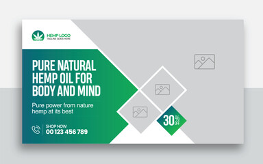 Hemp product CBD oil youtube thumbnail and web banner template design