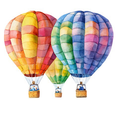 Fototapeta premium watercolor of Hot Air Balloon Fields, vector, isolated on a white background.