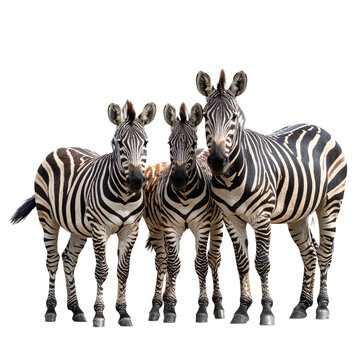 zebra family , object isolated on transparent background