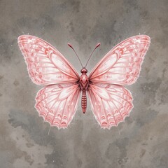 Elegant Illustration of a Pink Butterfly Against a Textured Background