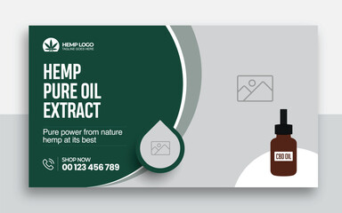 Hemp product CBD oil youtube thumbnail and web banner template design