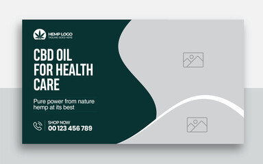 Hemp product CBD oil youtube thumbnail and web banner template design