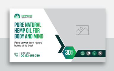 Hemp product CBD oil youtube thumbnail and web banner template design