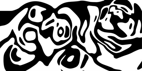 Black and White High-Contrast Fluid Vector Art Design.