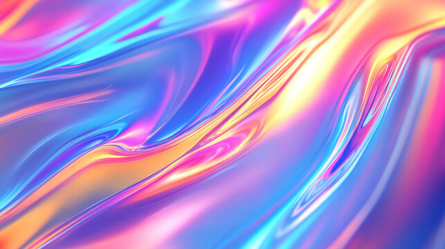 Dazzling fluid light spectrum, holographic swirls of bright neon and soft pastel, immersive digital background with seamless gradient transitions, futuristic appeal —ar 16:9 