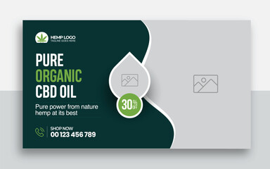 Hemp product CBD oil youtube thumbnail and web banner template design