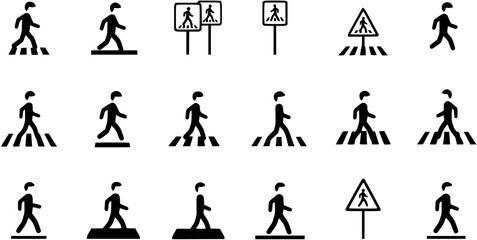 Fototapeta premium set of A person walking or walk sign flat vector icon for apps and websites 