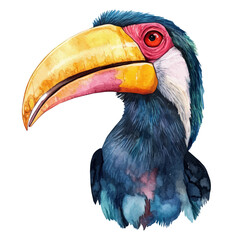 Hornbill, watercolor painting vector, isolated on a white background.