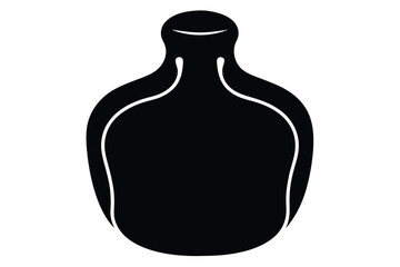 Stylish Black Glass Bottle Silhouette Illustration With a Curvy Neck Design for Liquor