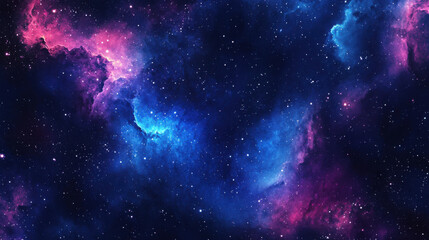 Naklejka premium Dreamy watercolor galaxy painting, deep blues and purples merging into glowing star-like speckles, high-resolution artistic background —ar 16:9 