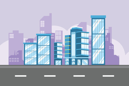 Sky Building Concept. Colored flat vector illustration isolated