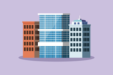 Sky Building Concept. Colored flat vector illustration isolated