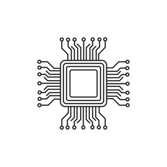 Logo icon microchip. Artificial intelligence circuit lines. Machine learning design. Intelligent network digital technology. . Vector illustration on white background.