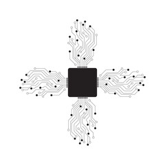 Logo icon microchip. Artificial intelligence circuit lines. Machine learning design. Intelligent network digital technology. . Vector illustration on white background.